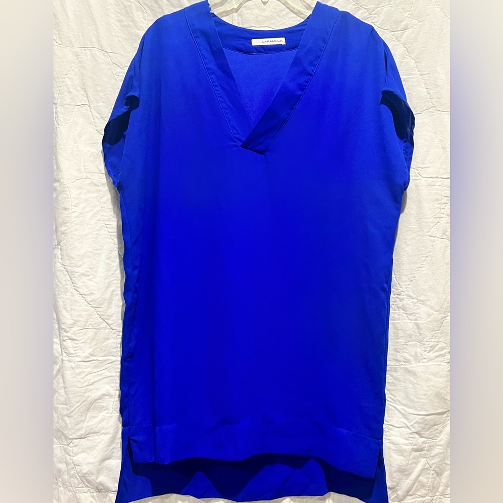 Carmela Women's Cobalt Blue V-Neck Dress Sz:Large - Picture 2 of 8